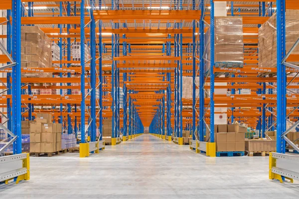 Corridor Way Shelving System Distribution Warehouse — Stock Photo, Image