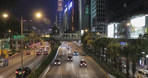Hong Kong China Abril 2017 Tráfico Nocturno Habitual Wan Chai — Vídeo de stock
