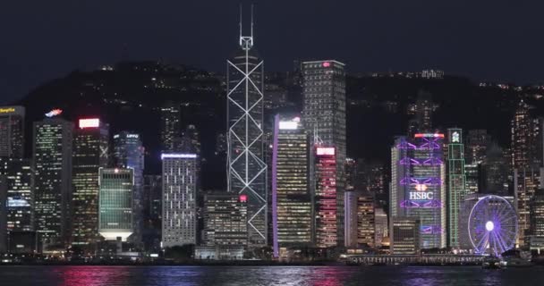 Гонконг Китай Апреля 2017 Года Освещение Небоскребов Dusk Zoom Гонконге — стоковое видео