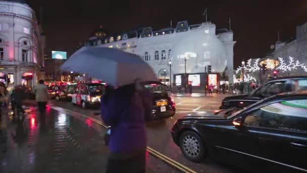 Londen Verenigd Koninkrijk November 2013 Piccadilly Circus Square Big Snow — Stockvideo