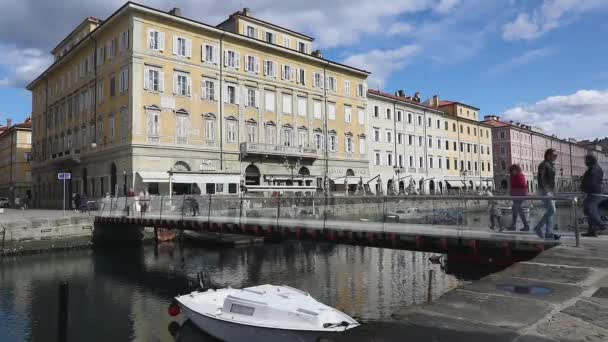 Trieste Italia Marzo 2020 Ponte Pedonale Sul Canal Grande Alla — Video Stock