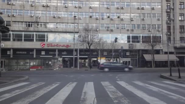 Belgrade Serbia January 2013 City Center Winter Day Traffic Belgrade — Stock Video