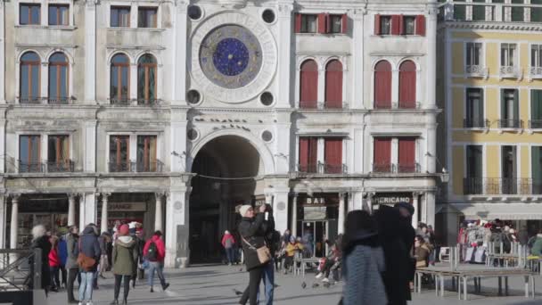 Venedig Italien Januari 2017 Berömda Saint Marks Klocktorn Venezia Italien — Stockvideo