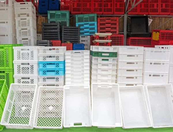 Caixas Plástico Caixas Transporte Para Envio — Fotografia de Stock