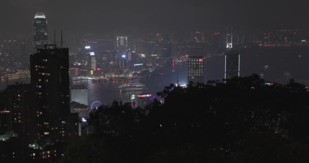 Hong Kong Kína Május 2017 Cityscape Dark Black Night View — Stock videók