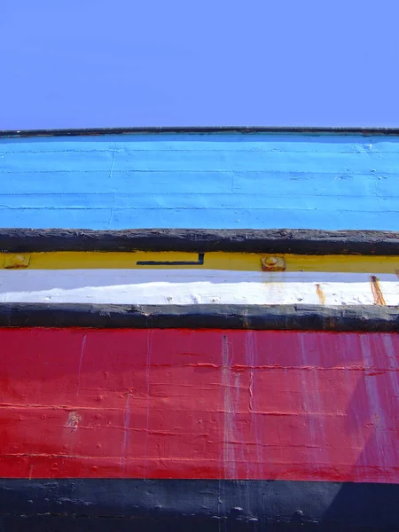 Colour Paint Old Wooden Boat Side View — Stock Photo, Image