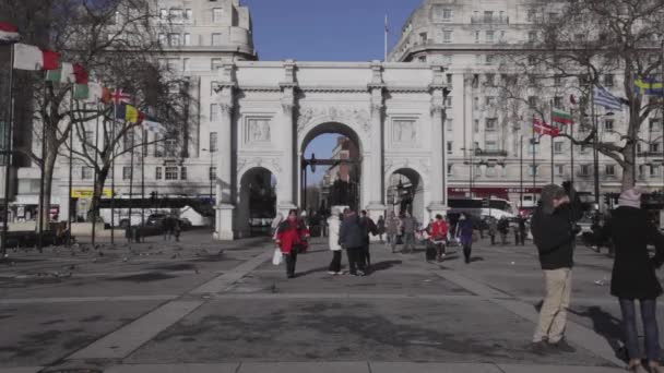 Londra Birleşik Krallık Ocak 2013 Marble Arch Sunny Winter Day — Stok video