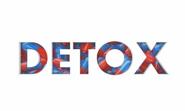 Detoks hap ilaç bağımlılığı kurtarma kelime 3d çizim
