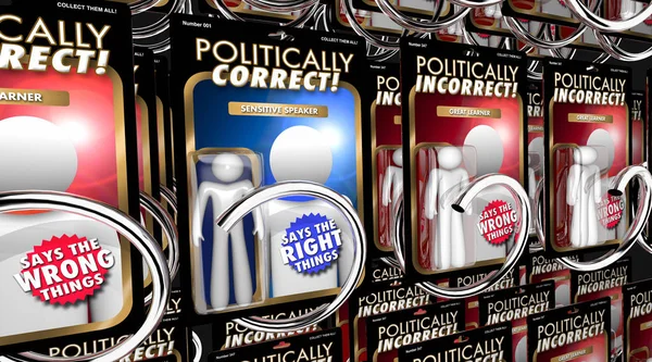 Politically Correct Action Figures People Words Render Illustration — Stock Photo, Image