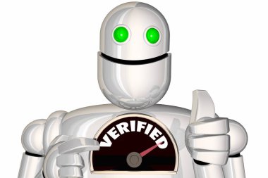 Verified Confirmed Verification Confirmation Robot 3d Render Illustration clipart