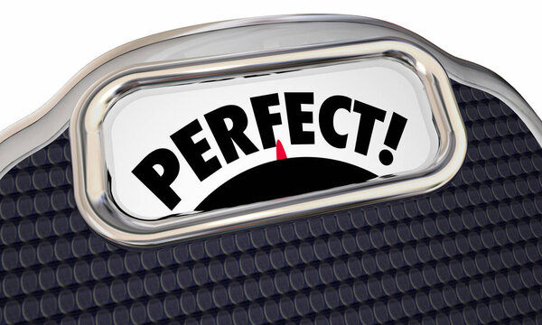 Идеальная шкала веса Слово Диета Цель 3d визуализации иллюстрация
