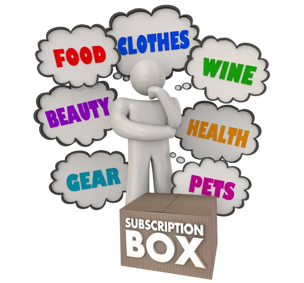 Subscription Box Services Food Clothes Beauty Supplies Thinker 3d Illustration