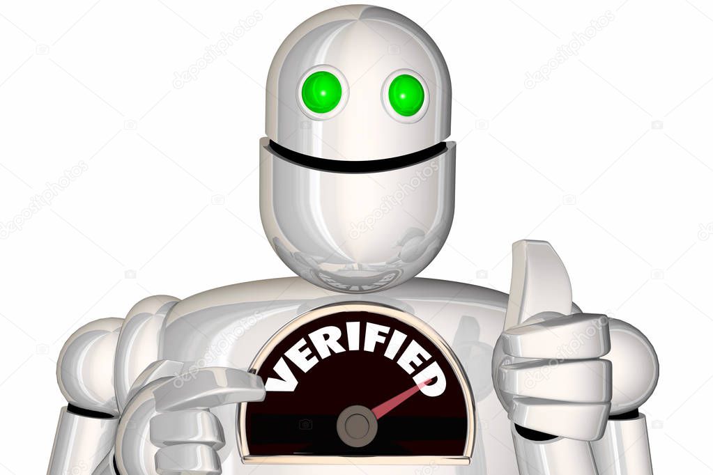 Verified Confirmed Verification Confirmation Robot 3d Render Illustration