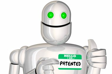 Patentli teknoloji tasarım Robot korumalı Word 3d Render illüstrasyon