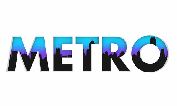 Metropolitní Centrum Panorama Slovo Vykreslení Obrázku — Stock fotografie