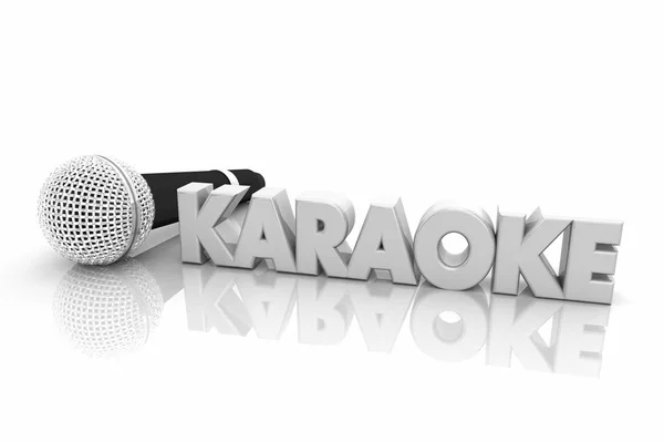 Karaoke Mikrofon Olay Imzalama Kelime Render Illüstrasyon — Stok fotoğraf