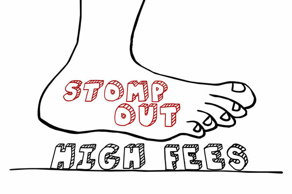 Stomp Out High Fees Foot Crushing WordsTime to Expand Clocks 3d Render Illustration