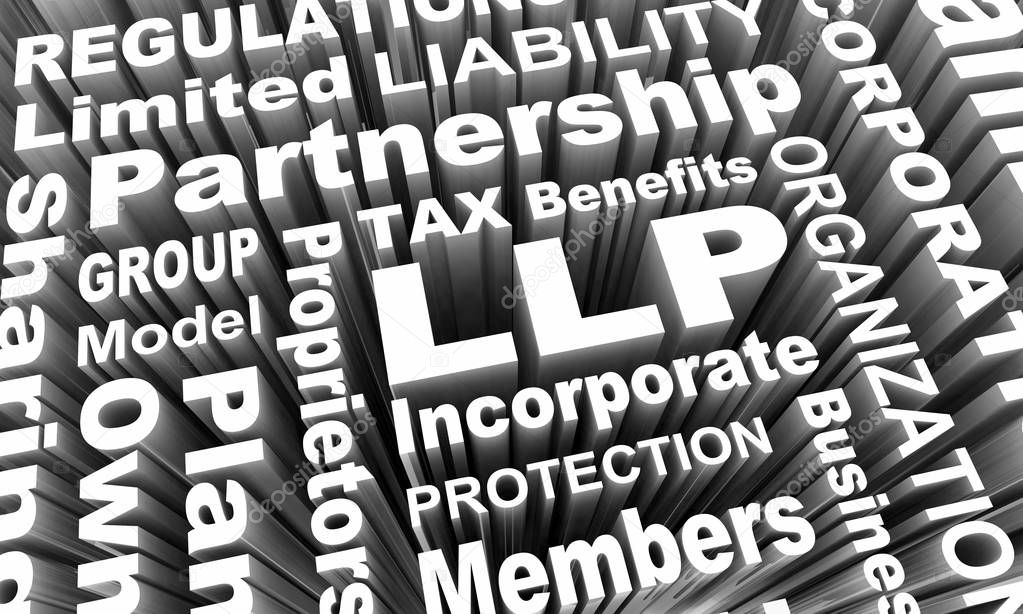 LLP Limited Liability Partnership Business Model Words 3d Render Illustration