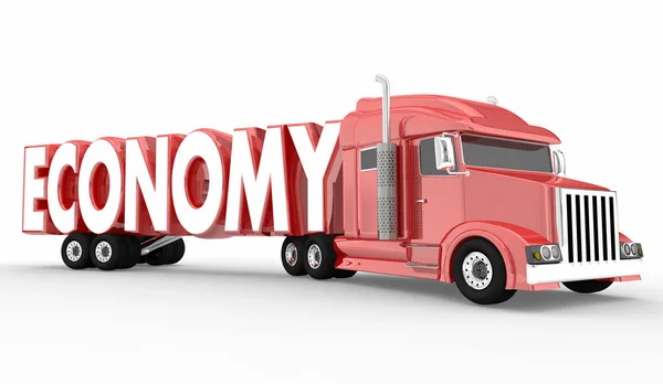 Ekonomiky Nápisy Truck Izolovaných Bílém Pozadí — Stock fotografie