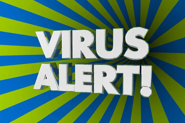 Virus Alert Slova Zelené Modré Pruhované Pozadí — Stock fotografie