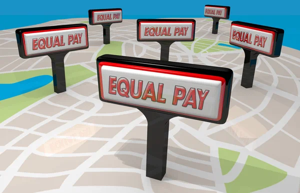 Equal Pay Signs Town Map — Stock Photo, Image