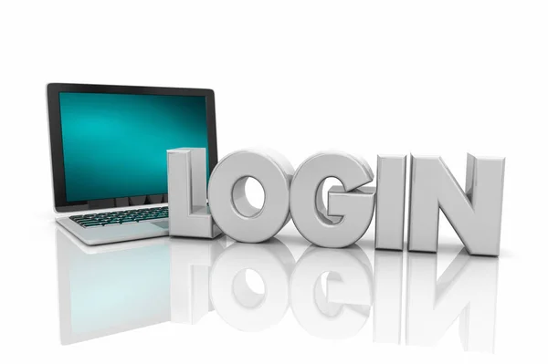 Login Computer Laptop Password Render Illustration — Stock Photo, Image