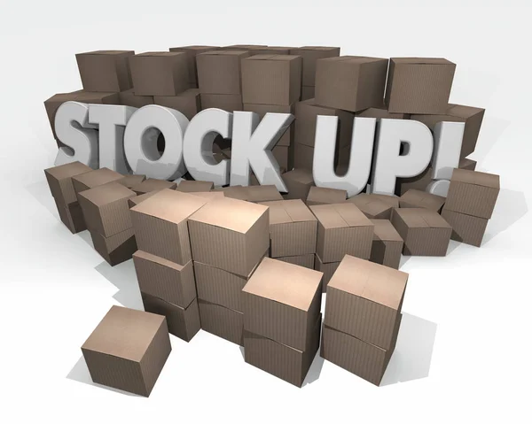 Stock Suministros Cajas Cartón Palabras Ilustración — Foto de Stock