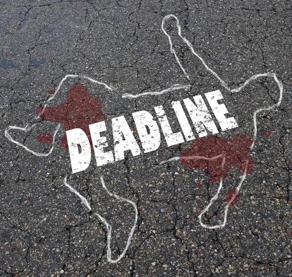 Deadline Times Giz Esboço Corpo Morto Ilusão Palavra — Fotografia de Stock