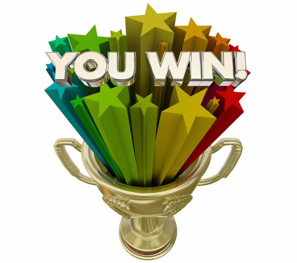 Words You Win Colorful Stars Trophy Prize — Stock Photo, Image