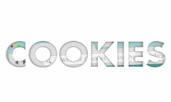 Pliki Cookie Programu Word Białym Tle — Zdjęcie stockowe
