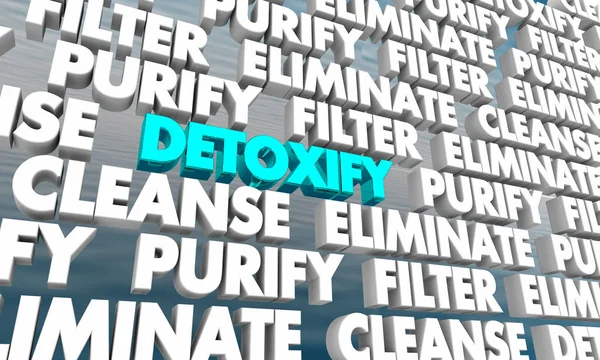 Detoxify Purify Cleanse Wall Words — Stock Photo, Image