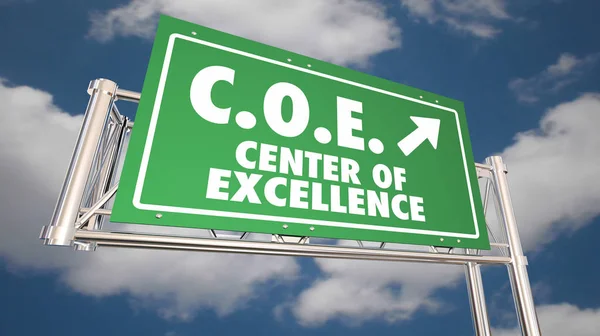 Coe Road Sign Center Excellence Render Illustratie — Stockfoto