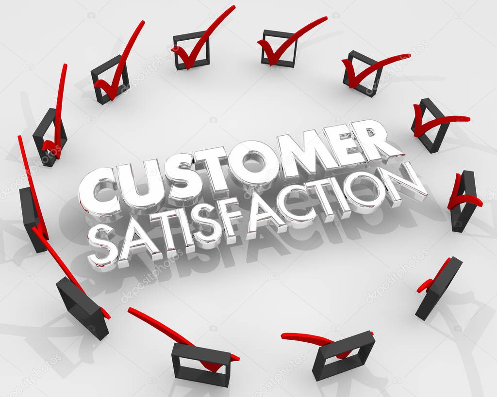 Customer Satisfaction Check Marks in Boxes 3d Render Illustration