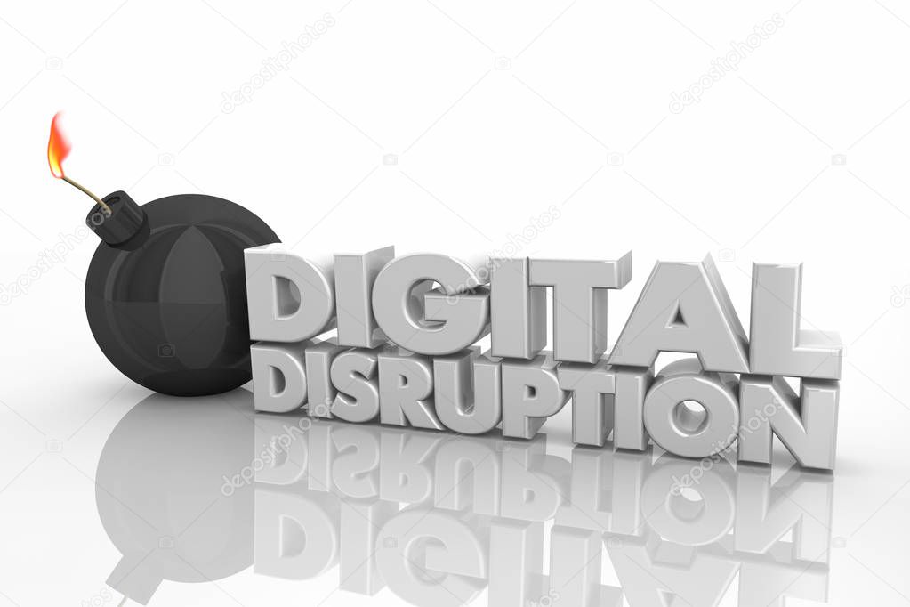 Digital Disruption Bomb Explosive Change 3d Render Illustration