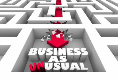 Business as Unusual Arrow Maze Change Disrupt Word 3d Illustration clipart