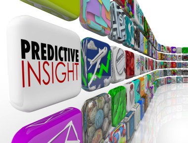 Predicitve kavrama analiz istihbarat tahmin tahmin kelime 3d Render illüstrasyon
