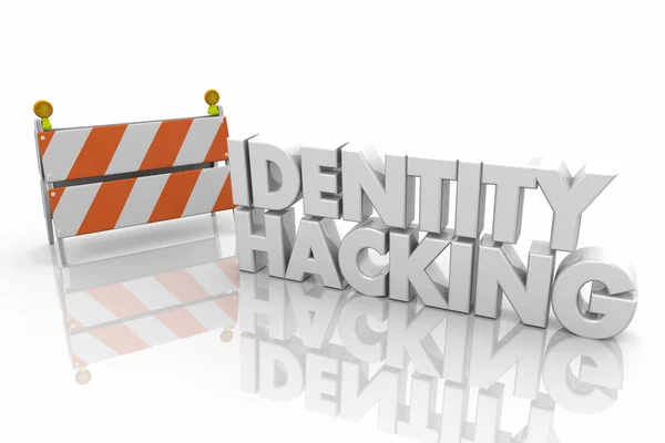 Identidad Hacking Barricada Detener Robo Palabras Renderizar Ilustración —  Fotos de Stock
