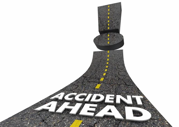 Accident Ahead Road Car Crash Words Render Illustration — Stock Photo, Image