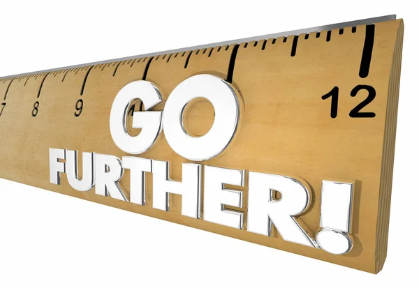 Further Ruler Measure Farther Distance Words Render Illustration — Stock Photo, Image