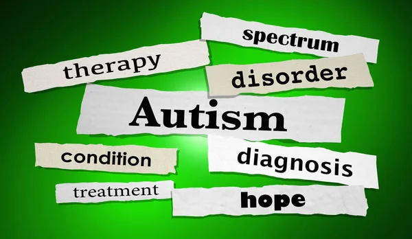 Autism Newspaper Headlines Research Awareness Words Render Illustration — Stock Photo, Image