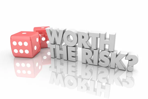 Worth Risk Gamble Two Dice Take Chance Words Render Illustration — Stock Photo, Image