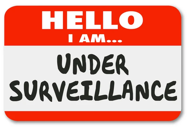 Surveillance Hello Being Watched Nametag Illustration — Stock Photo, Image