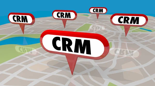 Crm の顧客関係管理マップ ピン単語 レンダリング図 — ストック写真