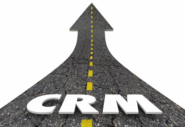 Gestion Relation Client Crm Road Arrow Growth Word Render Illustration — Photo