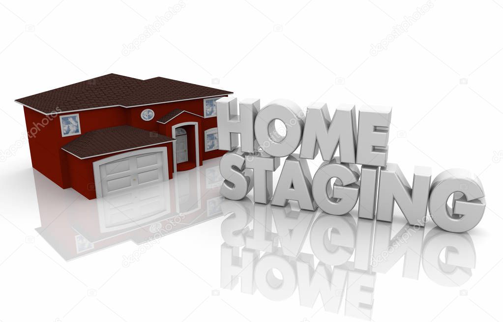 Home Staging House for Sale Open House Service 3d Render Illustration
