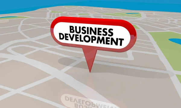 Mapa Rozwoju Biznesu Pin Nowy Budynek Firmy Projekt Render Ilustracja — Zdjęcie stockowe