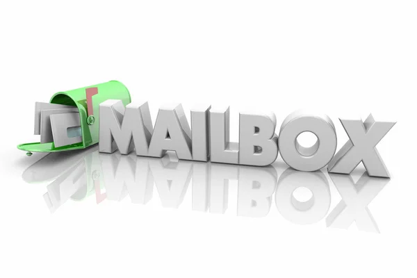 Cartas Caixa Correio Mensagens Inbox Word Render Ilustração — Fotografia de Stock