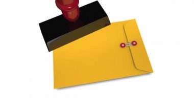 3D hareket geçmişinizi büyük sarı zarf üzerinde yazıt ile pul