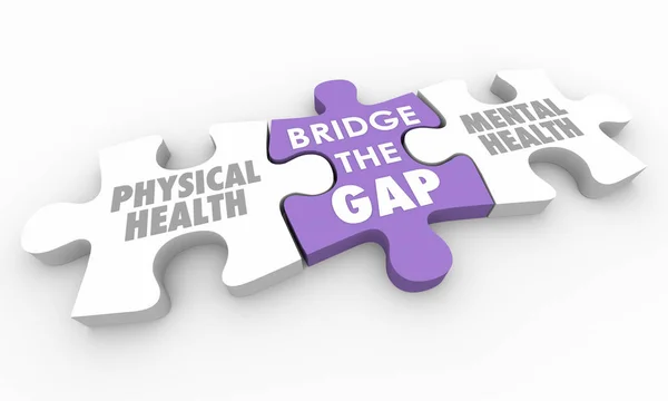 Most Zdrowia Psychicznego Fizyczne Gap Puzzle Kawałki Ilustracja — Zdjęcie stockowe