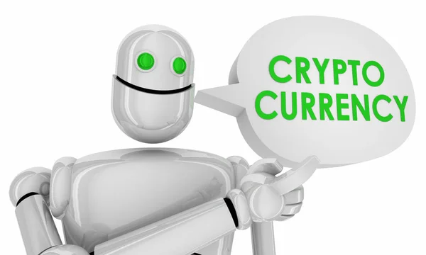 Crypto Valuta Robot Tekstballon Animatie — Stockfoto